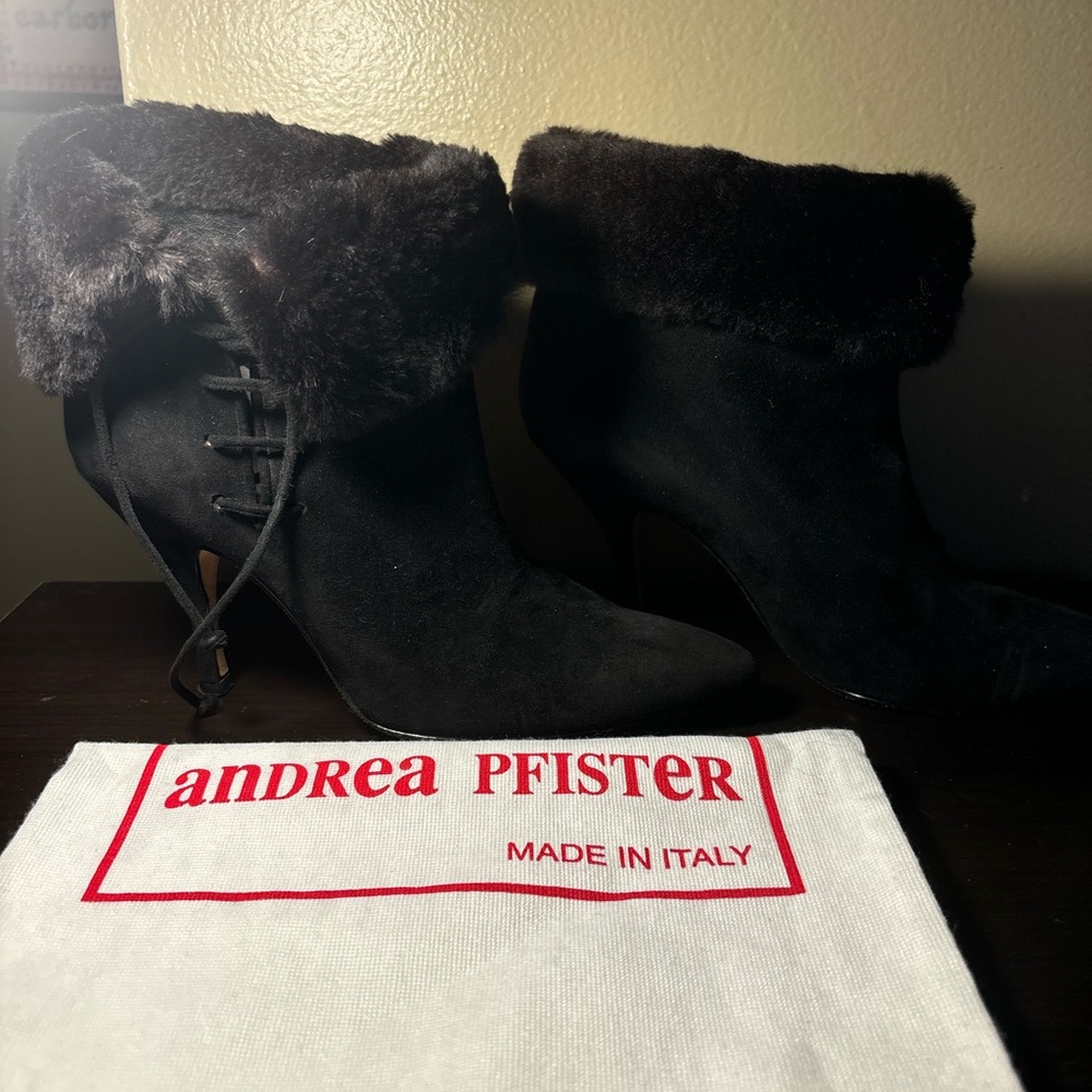 Black Fur-Trimmed Women's Boots